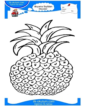 Çocuklar İçin Ananas Boyama Sayfaları 